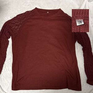 Burgundy Lace Sleeve Top